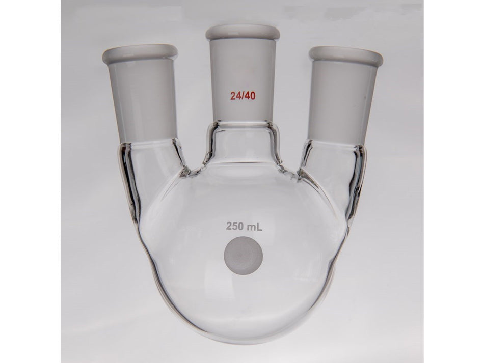 MSE PRO Small Angle Three-Mouth Ball Bottle, Thick Wall and High Strength, Middle Grinding Mouth: 34/45, Side Grinding Mouth: 24/40, 2000mL