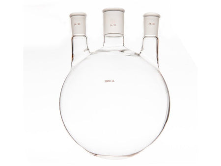 MSE PRO Small Angle Three-Mouth Ball Bottle, Thick Wall and High Strength, Middle Grinding Mouth: 34/45, Side Grinding Mouth: 24/40, 3000mL