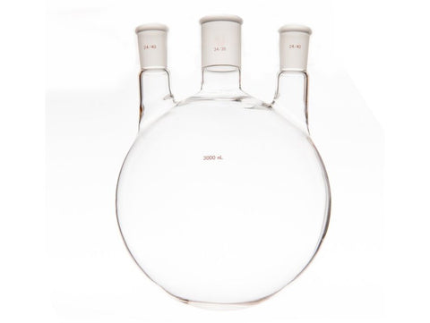 MSE PRO Small Angle Three-Mouth Ball Bottle, Thick Wall and High Strength, Middle Grinding Mouth: 34/45, Side Grinding Mouth: 24/40, 3000mL