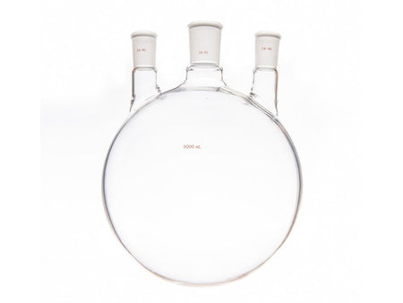 MSE PRO Small Angle Three-Mouth Ball Bottle, Thick Wall and High Strength, Middle Grinding Mouth: 34/45, Side Grinding Mouth: 24/40, 5000mL