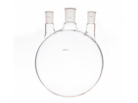 MSE PRO Small Angle Three-Mouth Ball Bottle, Thick Wall and High Strength, Middle Grinding Mouth: 34/45, Side Grinding Mouth: 24/40, 5000mL