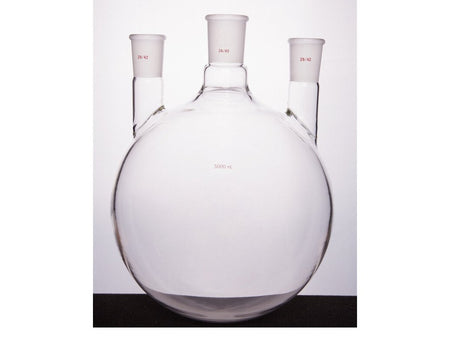 MSE PRO Straight Three-Mouth Ball Bottle, Thick Wall and High Strength, Middle Grinding Mouth: 34/45, Side Grinding Mouth: 29/42, 5000mL