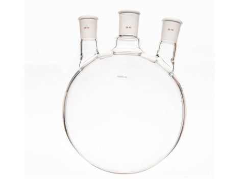 MSE PRO Small Angle Three-Mouth Ball Bottle, Thick Wall and High Strength, Middle Grinding Mouth: 34/45, Side Grinding Mouth: 29/42, 5000mL