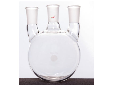 MSE PRO Straight Three-Mouth Ball Bottle, Thick Wall and High Strength, Middle Grinding Mouth: 24/40, Side Grinding Mouth: 24/40, 1000mL
