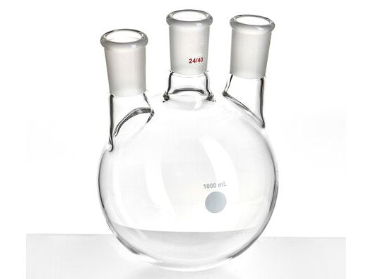 MSE PRO Small Angle Three-Mouth Ball Bottle, Thick Wall and High Strength, Middle Grinding Mouth: 24/40, Side Grinding Mouth: 24/40, 1000mL