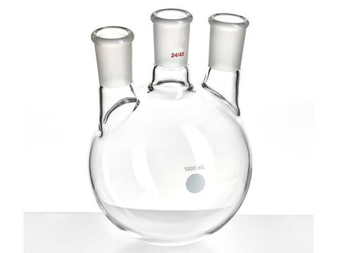 MSE PRO Small Angle Three-Mouth Ball Bottle, Thick Wall and High Strength, Middle Grinding Mouth: 24/40, Side Grinding Mouth: 24/40, 1000mL