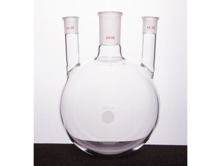 MSE PRO Straight Three-Mouth Ball Bottle, Thick Wall and High Strength, Middle Grinding Mouth: 24/40, Side Grinding Mouth: 14/20, 1000mL
