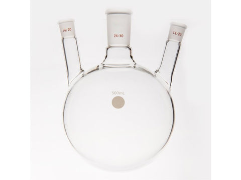 MSE PRO Small Angle Three-Mouth Ball Bottle, Thick Wall and High Strength, Middle Grinding Mouth: 24/40, Side Grinding Mouth: 14/20, 1000mL