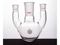 MSE PRO Straight Three-Mouth Ball Bottle, Thick Wall and High Strength, Middle Grinding Mouth: 24/40, Side Grinding Mouth: 14/20, 50mL