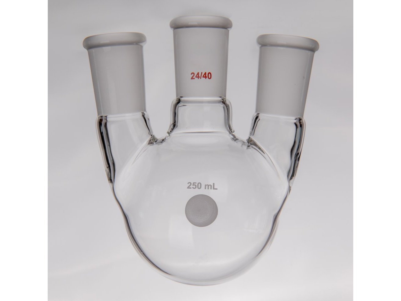 MSE PRO Small Angle Three-Mouth Ball Bottle, Thick Wall and High Strength, Middle Grinding Mouth: 24/40, Side Grinding Mouth: 24/40, 250mL