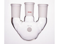 MSE PRO Straight Three-Mouth Ball Bottle, Thick Wall and High Strength, Middle Grinding Mouth: 24/40, Side Grinding Mouth: 24/40, 100mL