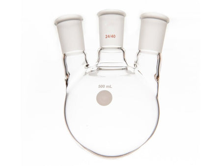 MSE PRO Small Angle Three-Mouth Ball Bottle, Thick Wall and High Strength, Middle Grinding Mouth: 24/40, Side Grinding Mouth: 24/40, 500mL