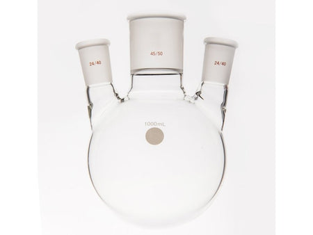 MSE PRO Small Angle Three-Mouth Ball Bottle, Thick Wall and High Strength, Middle Grinding Mouth: 45/50, Side Grinding Mouth: 24/40, 1000mL