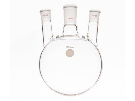 MSE PRO Small Angle Three-Mouth Ball Bottle, Thick Wall and High Strength, Middle Grinding Mouth: 24/40, Side Grinding Mouth: 19/22, 1000mL