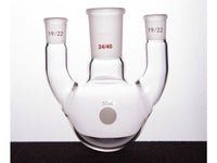 MSE PRO Straight Three-Mouth Ball Bottle, Thick Wall and High Strength, Middle Grinding Mouth: 24/40, Side Grinding Mouth: 19/22, 50mL