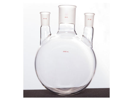 MSE PRO Straight Three-Mouth Ball Bottle, Thick Wall and High Strength, Middle Grinding Mouth: 45/50, Side Grinding Mouth: 24/40, 3000mL