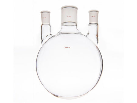 MSE PRO Small Angle Three-Mouth Ball Bottle, Thick Wall and High Strength, Middle Grinding Mouth: 45/50, Side Grinding Mouth: 24/40, 3000mL