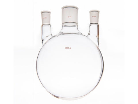 MSE PRO Small Angle Three-Mouth Ball Bottle, Thick Wall and High Strength, Middle Grinding Mouth: 45/50, Side Grinding Mouth: 24/40, 3000mL