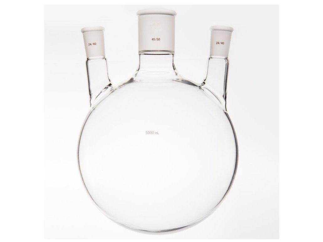 MSE PRO Small Angle Three-Mouth Ball Bottle, Thick Wall and High Strength, Middle Grinding Mouth: 45/50, Side Grinding Mouth: 24/40, 5000mL