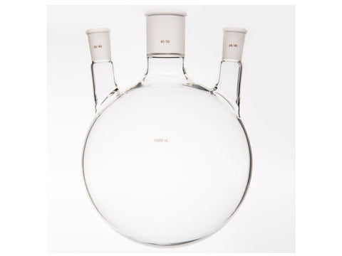 MSE PRO Small Angle Three-Mouth Ball Bottle, Thick Wall and High Strength, Middle Grinding Mouth: 45/50, Side Grinding Mouth: 24/40, 5000mL