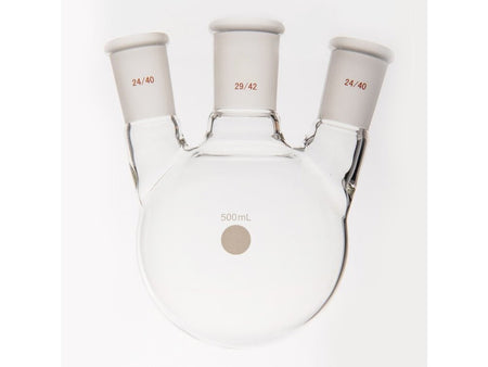MSE PRO Small Angle Three-Mouth Ball Bottle, Thick Wall and High Strength, Middle Grinding Mouth: 29/42, Side Grinding Mouth: 24/40, 500mL
