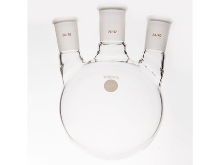 MSE PRO Small Angle Three-Mouth Ball Bottle, Thick Wall and High Strength, Middle Grinding Mouth: 29/42, Side Grinding Mouth: 24/40, 1000mL