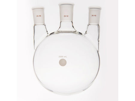 MSE PRO Small Angle Three-Mouth Ball Bottle, Thick Wall and High Strength, Middle Grinding Mouth: 29/42, Side Grinding Mouth: 24/40, 2000mL