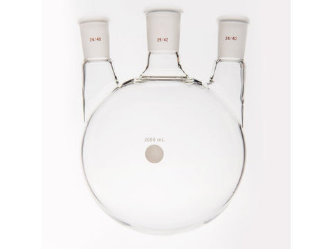 MSE PRO Small Angle Three-Mouth Ball Bottle, Thick Wall and High Strength, Middle Grinding Mouth: 29/42, Side Grinding Mouth: 24/40, 2000mL