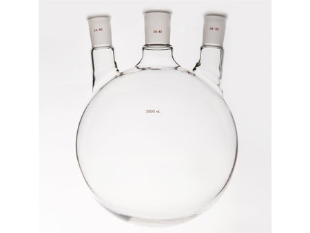 MSE PRO Small Angle Three-Mouth Ball Bottle, Thick Wall and High Strength, Middle Grinding Mouth: 29/42, Side Grinding Mouth: 24/40, 3000mL