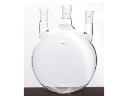 MSE PRO Straight Three-Mouth Ball Bottle, Thick Wall and High Strength, Middle Grinding Mouth: 29/42, Side Grinding Mouth: 24/40, 5000mL
