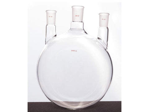 MSE PRO Straight Three-Mouth Ball Bottle, Thick Wall and High Strength, Middle Grinding Mouth: 29/42, Side Grinding Mouth: 24/40, 5000mL