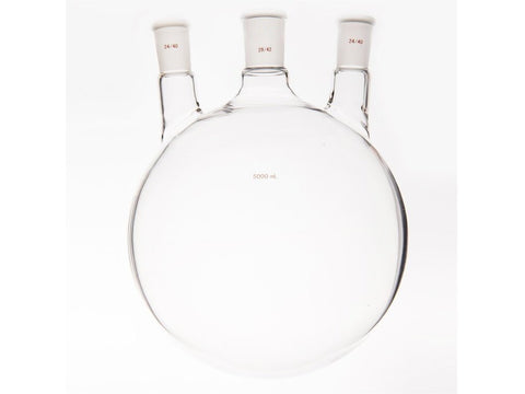 MSE PRO Small Angle Three-Mouth Ball Bottle, Thick Wall and High Strength, Middle Grinding Mouth: 29/42, Side Grinding Mouth: 24/40, 5000mL