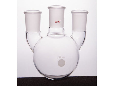 MSE PRO Straight Three-Mouth Ball Bottle, Thick Wall and High Strength, Middle Grinding Mouth: 29/42, Side Grinding Mouth: 29/42, 500mL