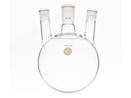 MSE PRO Small Angle Three-Mouth Ball Bottle, Thick Wall and High Strength, Middle Grinding Mouth: 29/42, Side Grinding Mouth: 19/22, 1000mL