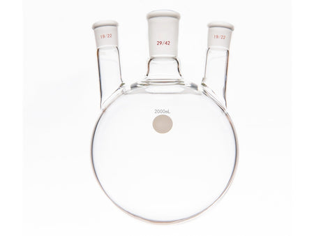 MSE PRO Small Angle Three-Mouth Ball Bottle, Thick Wall and High Strength, Middle Grinding Mouth: 29/42, Side Grinding Mouth: 19/22, 2000mL