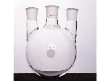 MSE PRO Straight Three-Mouth Ball Bottle, Thick Wall and High Strength, Middle Grinding Mouth: 19/22, Side Grinding Mouth: 19/22, 500mL
