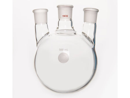 MSE PRO Small Angle Three-Mouth Ball Bottle, Thick Wall and High Strength, Middle Grinding Mouth: 19/22, Side Grinding Mouth: 19/22, 500mL