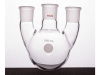 MSE PRO Straight Three-Mouth Ball Bottle, Thick Wall and High Strength, Middle Grinding Mouth: 19/22, Side Grinding Mouth: 19/22, 100mL