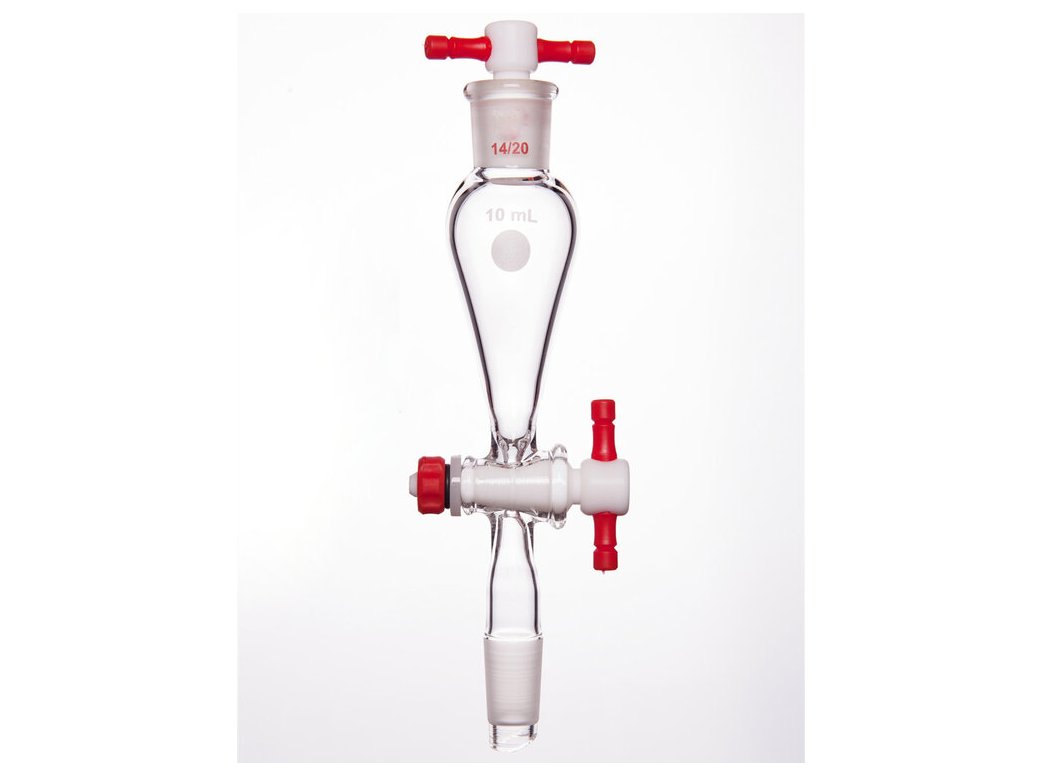 MSE PRO Separating Funnel, Upper Lower Mouth: 14/20, 2mm, PTFE Stopper, 10mL