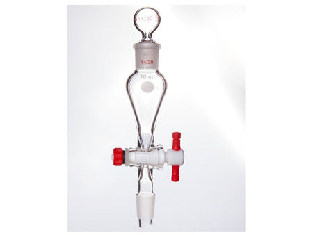 MSE PRO Separating Funnel, Upper Lower Mouth: 14/20, Hollow Glass Mouth Stopper, 2mm Glass Stopper, 10mL