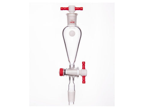 MSE PRO Separating Funnel, Upper Lower Mouth: 14/20, 2mm, PTFE Stopper, 25mL