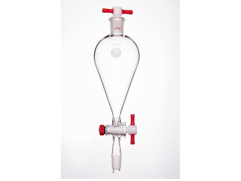 MSE PRO Separating Funnel, Upper Lower Mouth: 14/20, 2mm, PTFE Stopper, 125mL