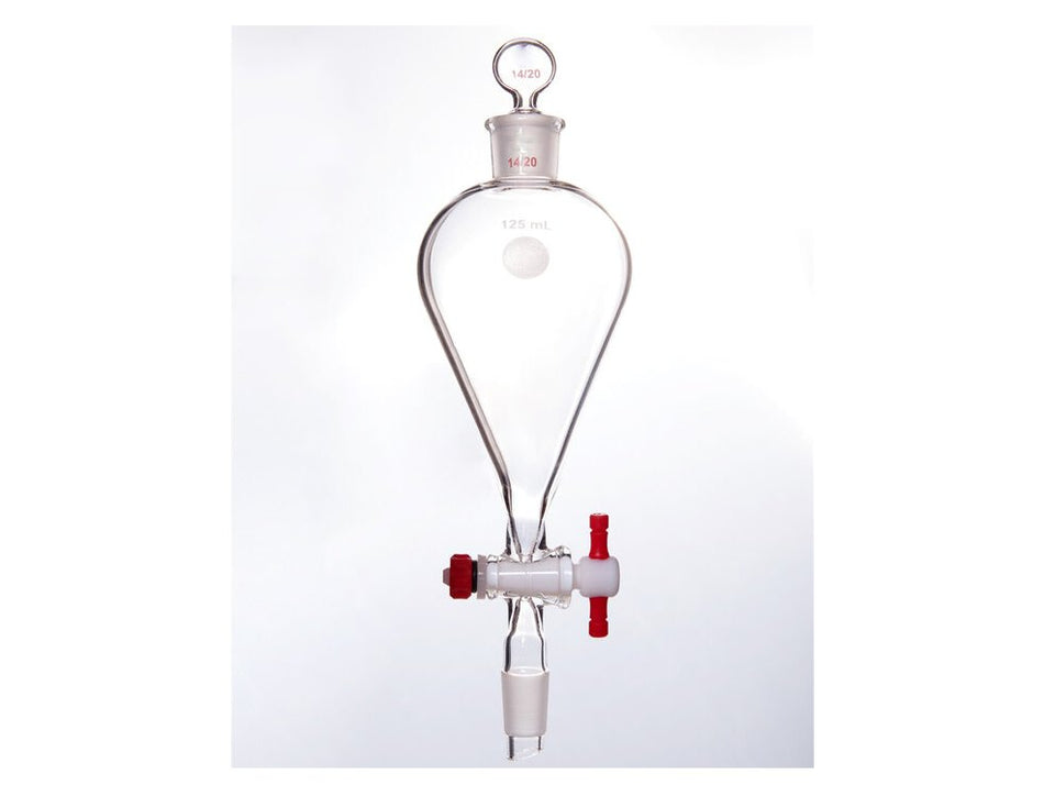 MSE PRO Separating Funnel, Upper Lower Mouth: 14/20, Hollow Glass Mouth Stopper, 2mm Glass Stopper, 125mL