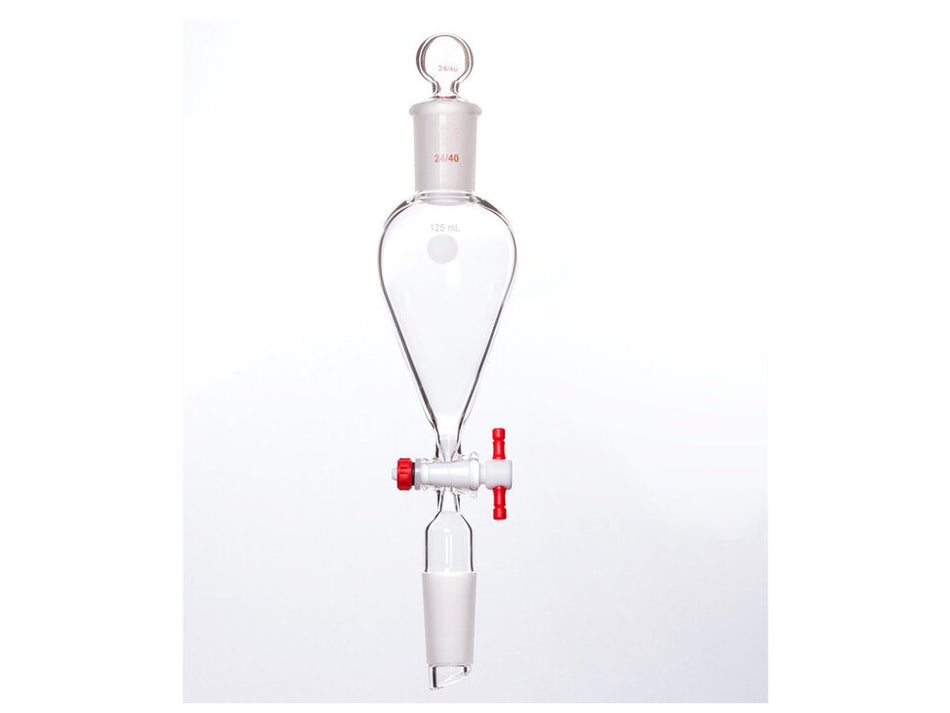 MSE PRO Separating Funnel, Upper Lower Mouth: 24/40, Hollow Glass Mouth Stopper, 2mm Glass Stopper, 125mL