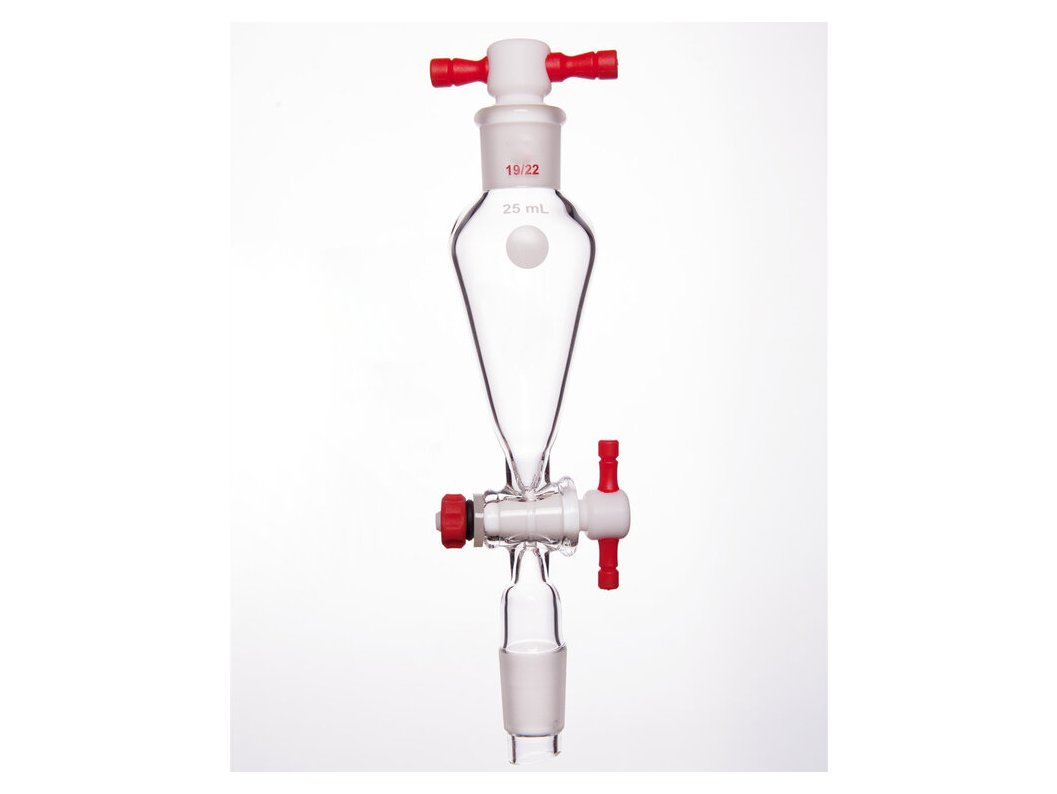 MSE PRO Separating Funnel, Upper Lower Mouth: 19/22, 2mm, PTFE Stopper, 25mL