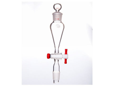 MSE PRO Separating Funnel, Upper Lower Mouth: 19/22, Hollow Glass Mouth Stopper, 2mm Glass Stopper, 25mL