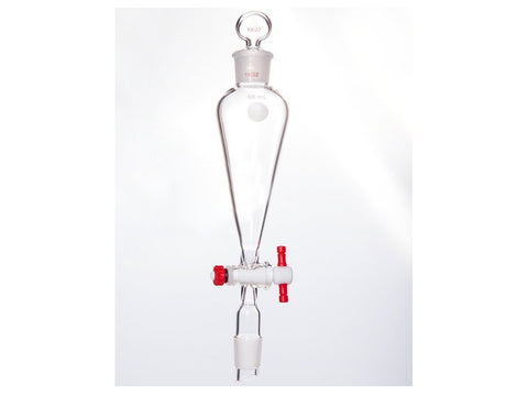MSE PRO Separating Funnel, Upper Lower Mouth: 19/22, Hollow Glass Mouth Stopper, 2mm Glass Stopper, 50mL