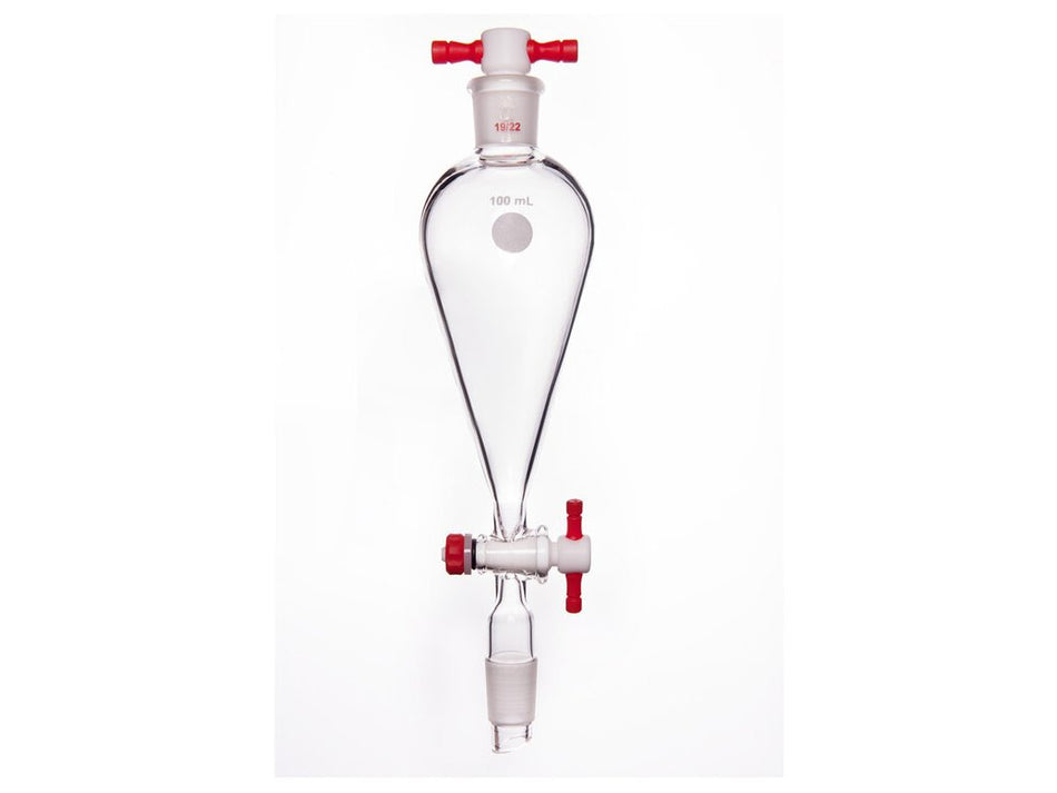 MSE PRO Separating Funnel, Upper Lower Mouth: 19/22, 2mm, PTFE Stopper, 100mL