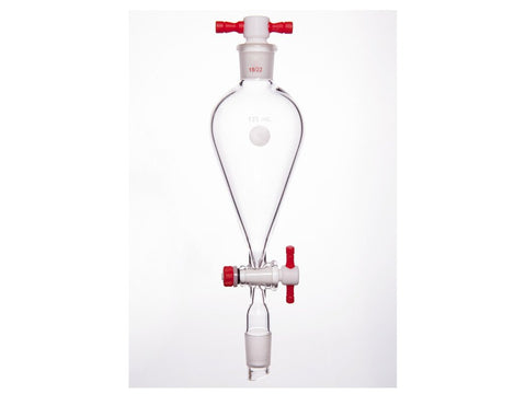 MSE PRO Separating Funnel, Upper Lower Mouth: 19/22, 2mm, PTFE Stopper, 125mL