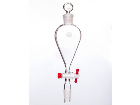 MSE PRO Separating Funnel, Upper Lower Mouth: 19/22, Hollow Glass Mouth Stopper, 2mm Glass Stopper, 125mL